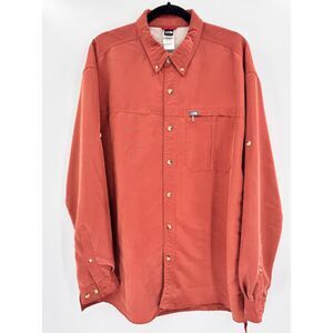 THE NORTH FACE Orange Red Long Sleeve Oversized Y2K Button Down Shirt Size XL